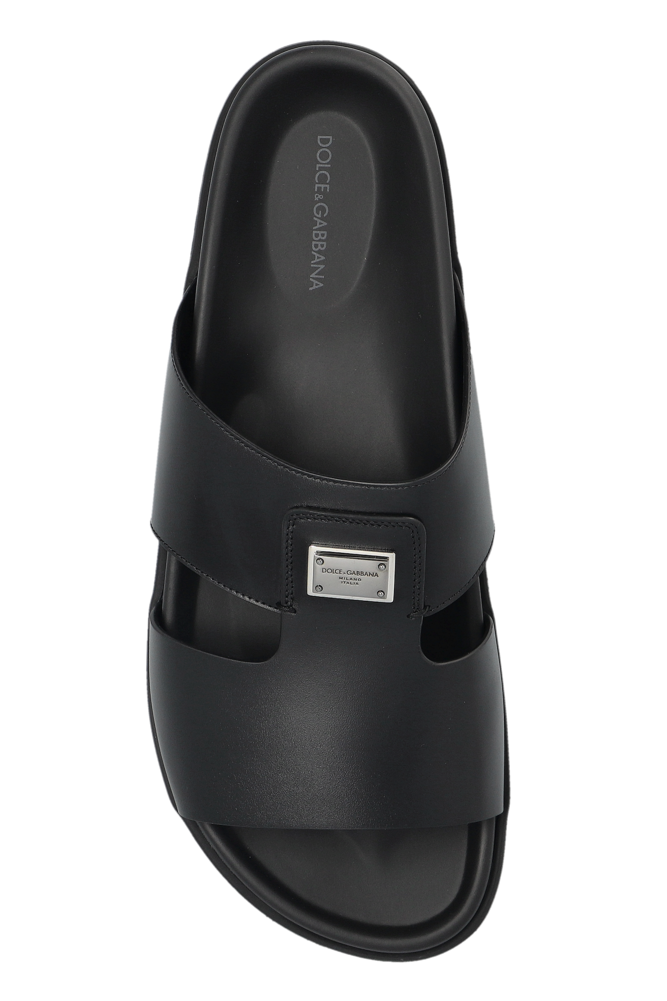 Dolce & Gabbana Leather slides with appliqué | Men's Shoes